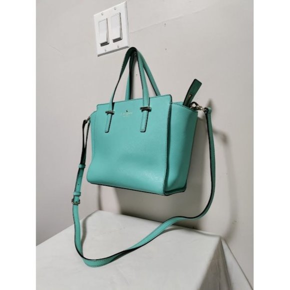 Kate Spade Womens Saffiano Leather Small Cedar Street Hayden Satchel Bag Green - Picture 3 of 9